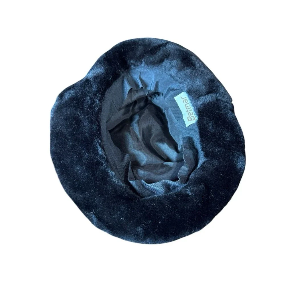 Vintage Betmar Fuzzy Black Bucket Hat New York Soft Black Evening Travel